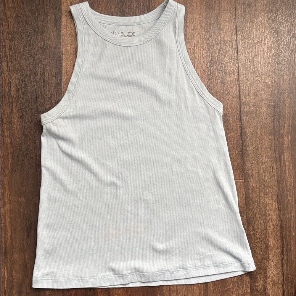 Rachel Zoe Women’s Light Blue Ribbed Racer Back Tank Top